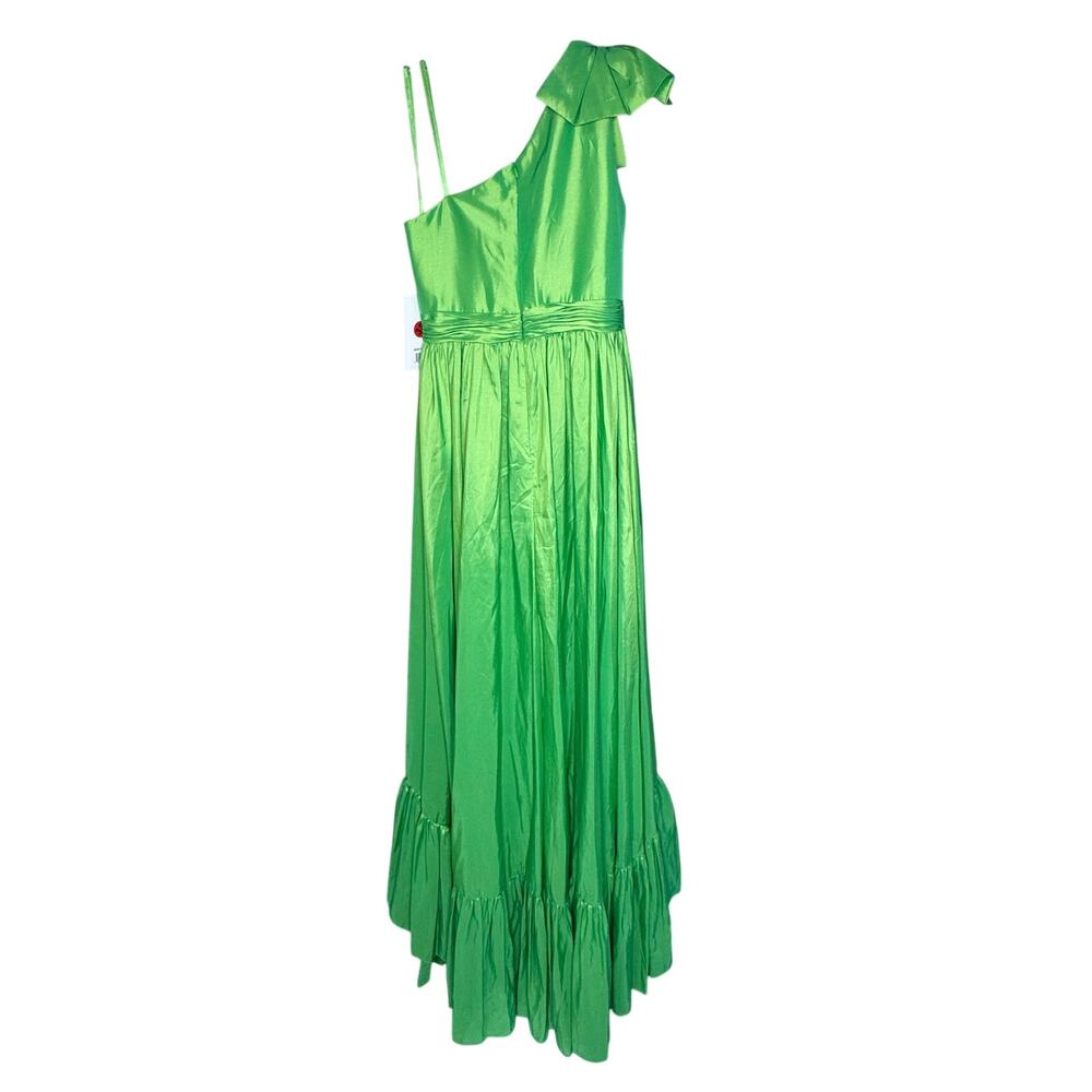 Mac Duggal NWT One Shoulder Bow Asymmetrical Hem Gown in Spring Green Size 4 - Picture 9 of 11